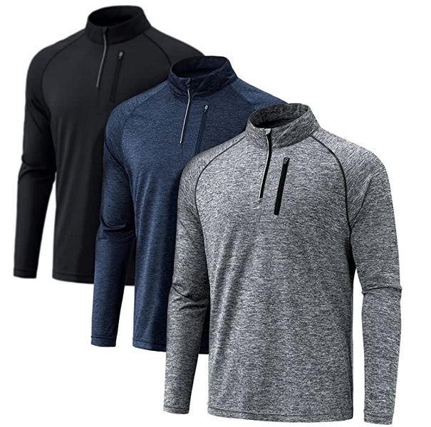 3 Pieces Set of Zip Pullover Long Sleeve Shirt